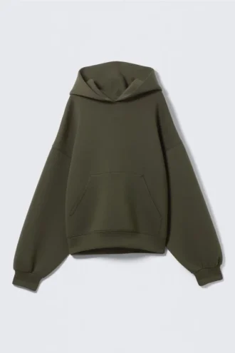 Oversized-Scuba-Kapuzenpullover – Dunkelkhaki