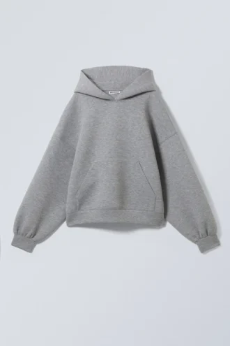 Oversized-Scuba-Kapuzenpullover – Grau meliert