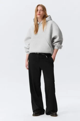 Oversized-Scuba-Kapuzenpullover – Grau meliert