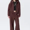 Oversized-Scuba-Kapuzenpullover mit Reißverschluss – Burgunderrot Oversized-Scuba-Kapuzenpullover mit Reißverschluss – Burgunderrot