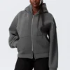Oversized-Scuba-Kapuzenpullover mit Reißverschluss – Dunkelgrau Oversized-Scuba-Kapuzenpullover mit Reißverschluss – Dunkelgrau