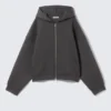 Oversized-Scuba-Kapuzenpullover mit Reißverschluss – Dunkelgrau Oversized-Scuba-Kapuzenpullover mit Reißverschluss – Dunkelgrau