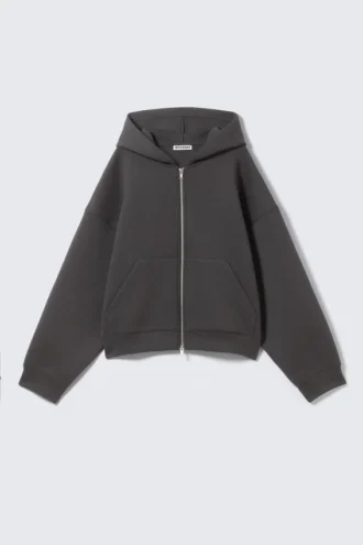 Oversized-Scuba-Kapuzenpullover mit Reißverschluss – Dunkelgrau