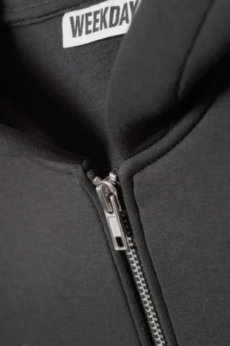 Oversized-Scuba-Kapuzenpullover mit Reißverschluss – Dunkelgrau