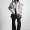 Oversized-Scuba-Kapuzenpullover mit Reißverschluss – Grau meliert Oversized-Scuba-Kapuzenpullover mit Reißverschluss – Grau meliert