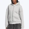 Oversized-Scuba-Kapuzenpullover mit Reißverschluss – Grau meliert Oversized-Scuba-Kapuzenpullover mit Reißverschluss – Grau meliert