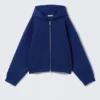 Oversized-Scuba-Kapuzenpullover mit Reißverschluss – Kobaltblau Oversized-Scuba-Kapuzenpullover mit Reißverschluss – Kobaltblau