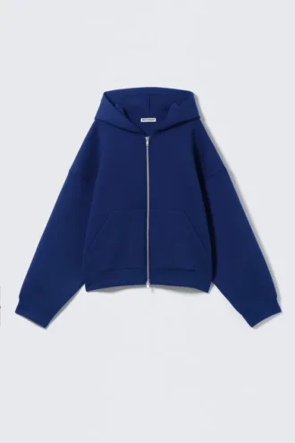 Oversized-Scuba-Kapuzenpullover mit Reißverschluss – Kobaltblau