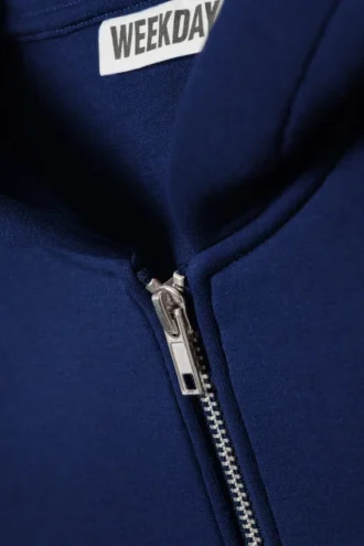 Oversized-Scuba-Kapuzenpullover mit Reißverschluss – Kobaltblau