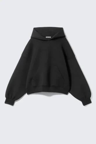 Oversized-Scuba-Kapuzenpullover – Schwarz
