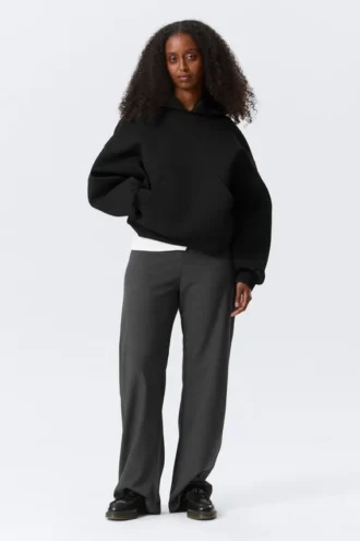 Oversized-Scuba-Kapuzenpullover – Schwarz