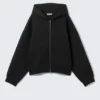 Oversized Scuba Zip-Kapuzenpullover – Schwarz Oversized Scuba Zip-Kapuzenpullover – Schwarz