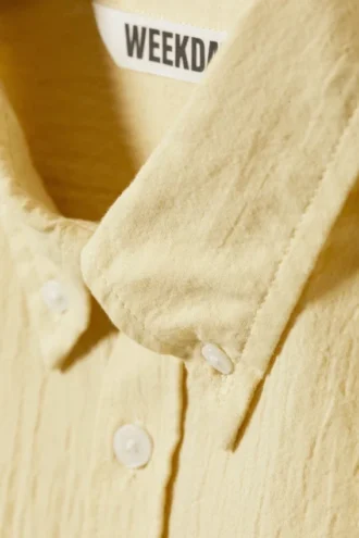 Oversized-Seersucker-Hemd mit Knopfleiste – Hellgelb Oversized-Seersucker-Hemd mit Knopfleiste – Hellgelb