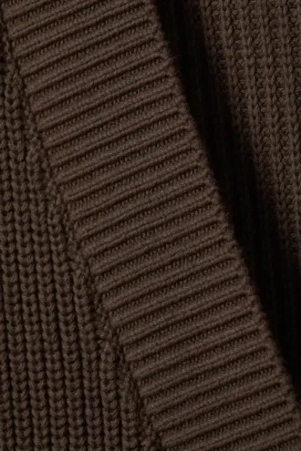 Oversized-Strickjacke aus Baumwolle mit V-Ausschnitt – Dunkelbraun