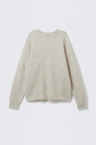 Oversized-Strickpullover aus Mohairmischung – Beige