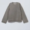 Oversized-Sweatshirt aus schwerem Stoff – gewaschen, staubgrau Oversized-Sweatshirt aus schwerem Stoff – gewaschen, staubgrau
