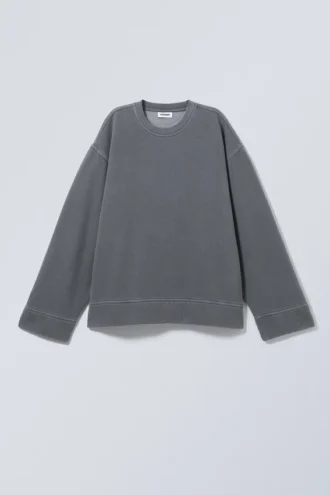 Oversized-Sweatshirt aus schwerem Stoff – gewaschenes Blau/Grau