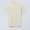 Oversized-T-Shirt aus schwerem Stoff – Beige Oversized-T-Shirt aus schwerem Stoff – Beige