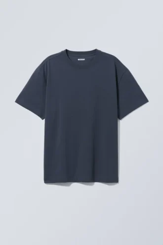 Oversized-T-Shirt aus schwerem Stoff – Dunkelblau