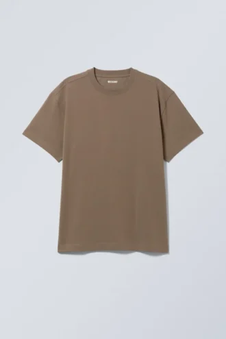Oversized-T-Shirt aus schwerem Stoff – Dunkelbraun