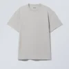 Oversized-T-Shirt aus schwerem Stoff – Hellgrau Oversized-T-Shirt aus schwerem Stoff – Hellgrau
