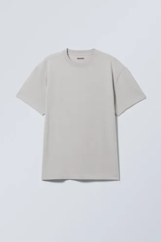Oversized-T-Shirt aus schwerem Stoff – Hellgrau