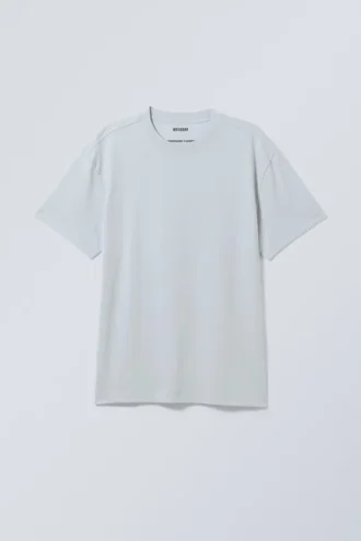 Oversized-T-Shirt aus schwerem Stoff – Hellstaubblau