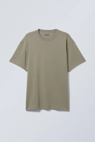 Oversized-T-Shirt aus schwerem Stoff – Khaki-Grün Oversized-T-Shirt aus schwerem Stoff – Khaki-Grün