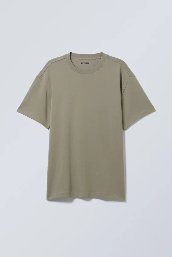 Oversized-T-Shirt aus schwerem Stoff – Khaki-Grün Oversized-T-Shirt aus schwerem Stoff – Khaki-Grün