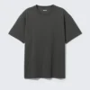 Oversized-T-Shirt aus schwerem Stoff – Off-Black Oversized-T-Shirt aus schwerem Stoff – Off-Black