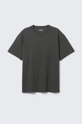 Oversized-T-Shirt aus schwerem Stoff – Off-Black