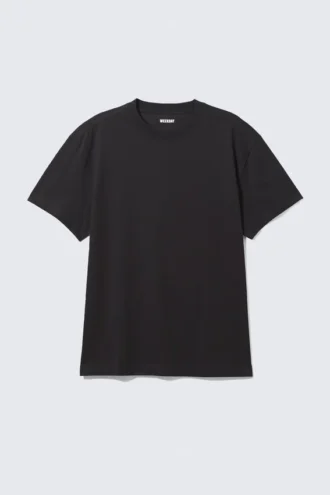 Oversized-T-Shirt aus schwerem Stoff – Schwarz