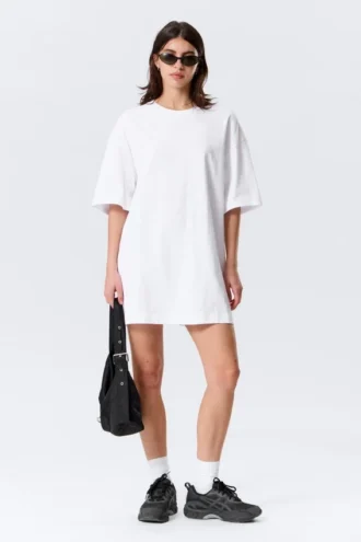 Oversized-T-Shirt-Kleid aus Baumwolle – Weiß
