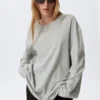 Oversized-T-Shirt-Kleid mit langen Ärmeln – Grau meliert