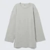 Oversized-T-Shirt-Kleid mit langen Ärmeln – Grau meliert