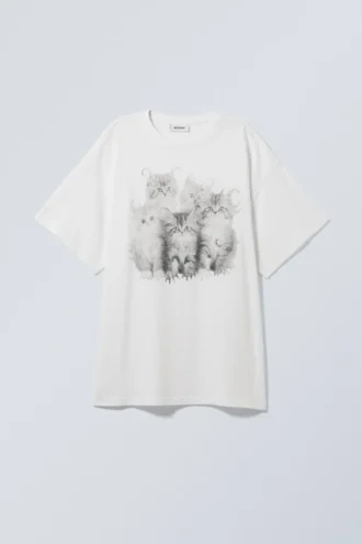 Oversized-T-Shirt mit Aufdruck – Kätzchen