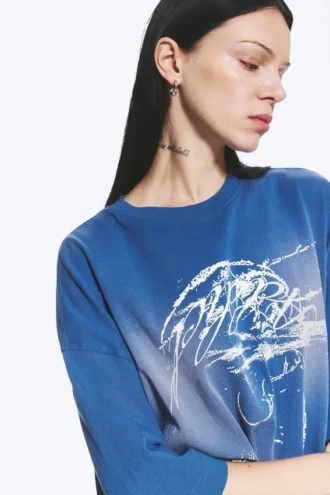 Oversized-T-Shirt mit Print – Blau
