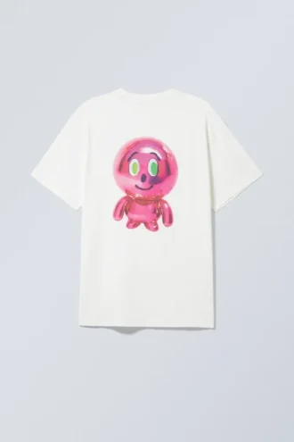 Oversized-T-Shirt mit Print – Weiß – Shiny Guy