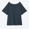 Oversized-T-Shirt mit U-Boot-Ausschnitt – Dunkelblau Oversized-T-Shirt mit U-Boot-Ausschnitt – Dunkelblau