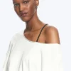 Oversized-T-Shirt mit U-Boot-Ausschnitt – Off-White Oversized-T-Shirt mit U-Boot-Ausschnitt – Off-White