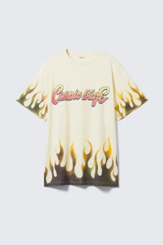 Oversized-T-Shirt zum Überziehen – Hellgelb – Cosmic Blaze
