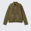 Oxford-Jacke mit Zwei-Wege-Reißverschluss – Dunkelkhaki-Grün Oxford-Jacke mit Zwei-Wege-Reißverschluss – Dunkelkhaki-Grün