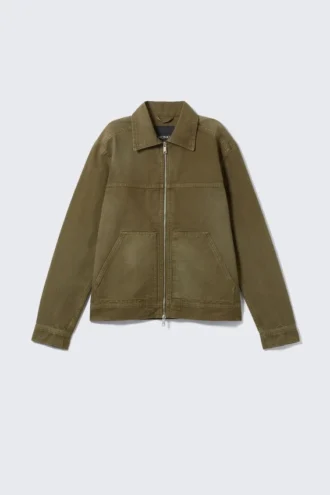 Oxford-Jacke mit Zwei-Wege-Reißverschluss – Dunkelkhaki-Grün