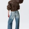 Paz Low-Rise-Jeans ohne Bund mit weitem Bein – Blue Horses – Mittelblau