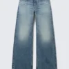 Paz Low-Rise-Jeans ohne Bund mit weitem Bein – Blue Horses – Mittelblau