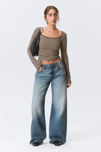 Paz Mid Rise Wide Jeans – Blue Horses – Mittelblau