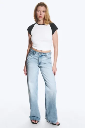Paz Mid Rise Wide Jeans – Trot Blue – Hellblau
