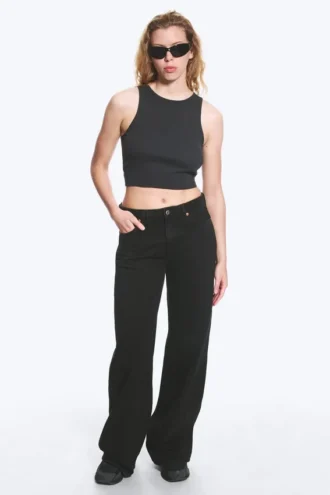 Paz Mid Rise Wide Jeans – Tuned Black – Schwarz