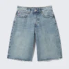 Peggy Denim-Shorts mit niedriger Taille und weitem, baggy Beinschnitt – Mittelblau – Mittelblau Peggy Denim-Shorts mit niedriger Taille und weitem, baggy Beinschnitt – Mittelblau – Mittelblau