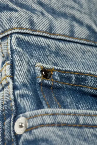 Peggy – Jeans mit niedriger Taille und weitem, baggy Beinschnitt – Mittelblau – Mittelblau